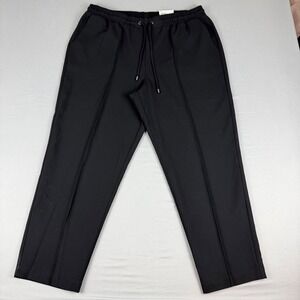 Nine West Women Black Jogger Mid Rise Relaxed Fit Tapered Leg Comfort Waist XL